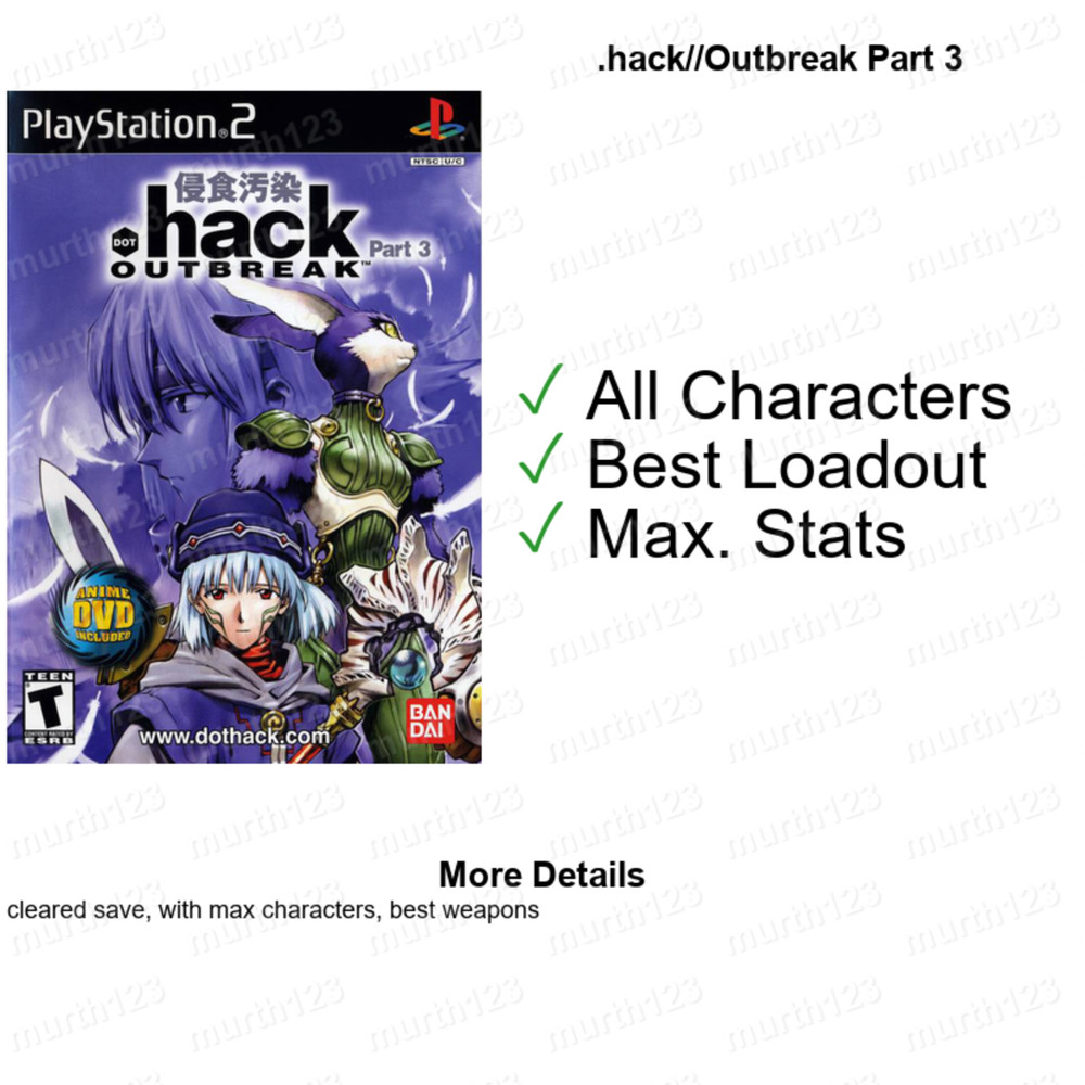Dot hack .hack . hack 8 SAVE Pack PS2 Memory Card Unlocked 100% Completed Saves