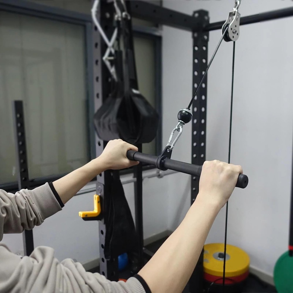 Zepofit Pulldown Straight Bar for Cable Machine - 42cm Pull Down Bars Rowing ...