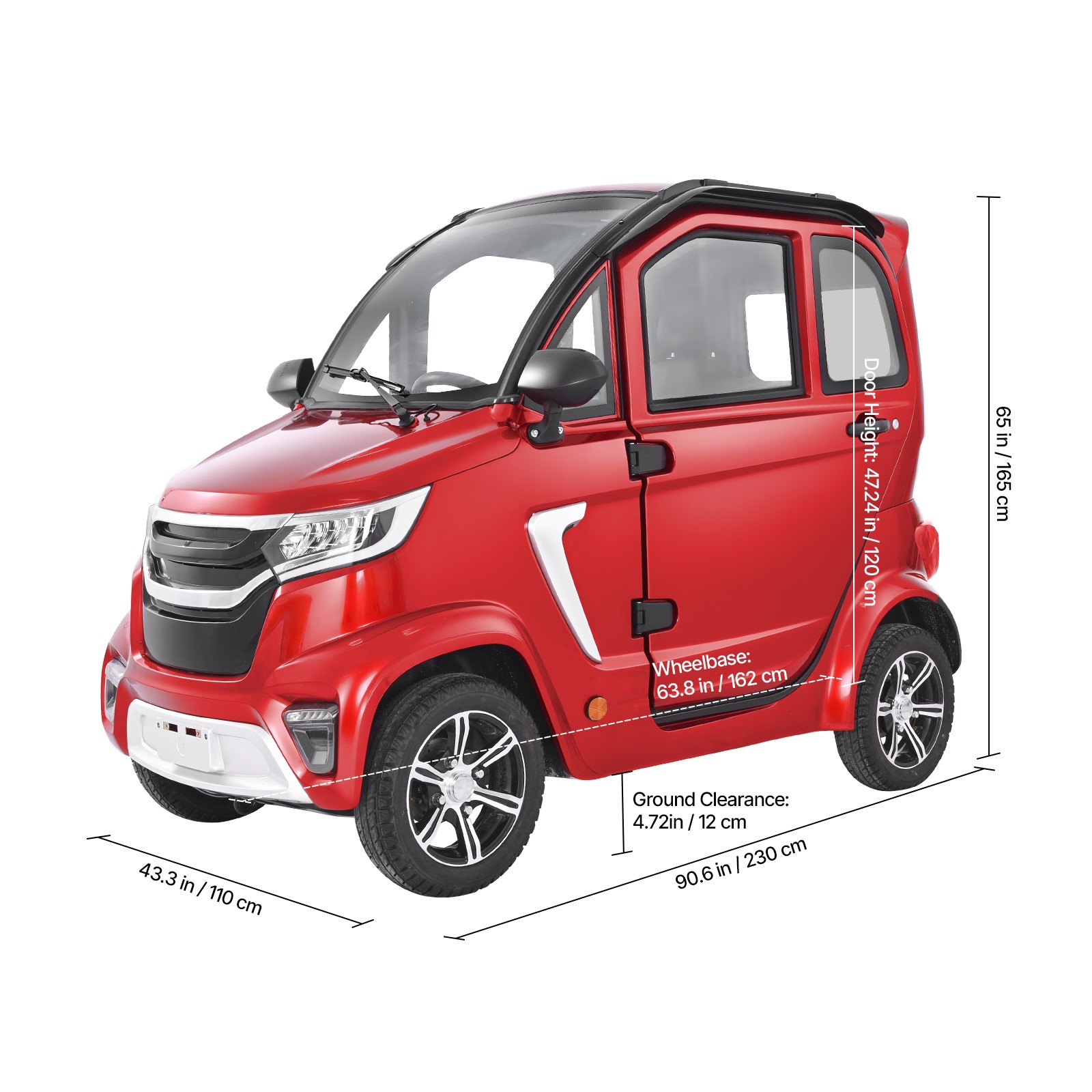 Uimoso 4-Wheel Enclosed Mobility Scooter for Seniors, 660lbs Capacity, 3-Seater