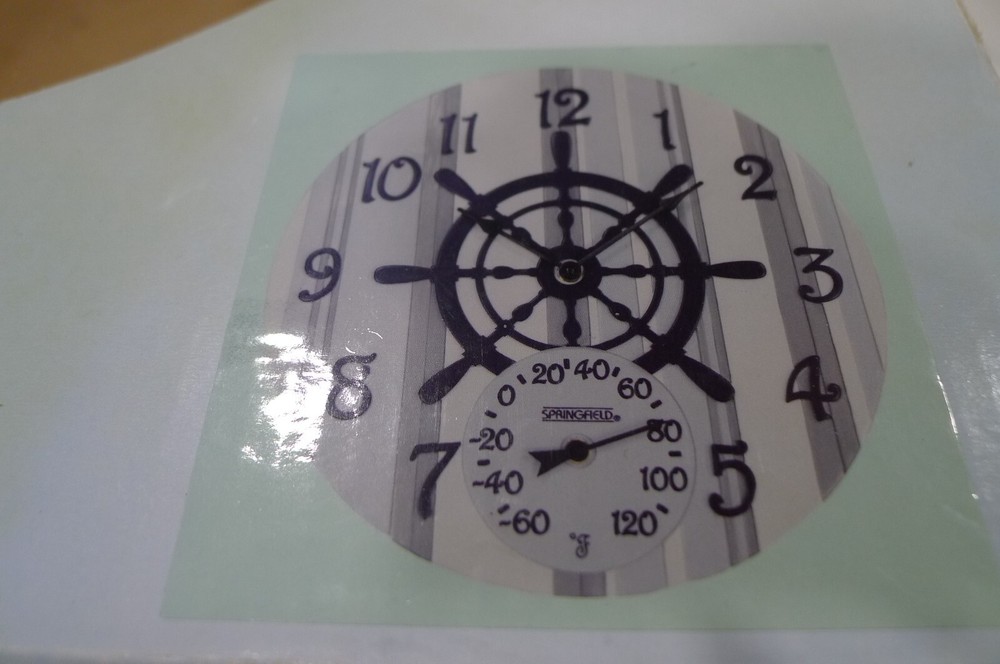 SPRINGFIELD ARTISAN DECOR NAUTICAL CLOCK THERMOMETER, 14" POLYSTONE