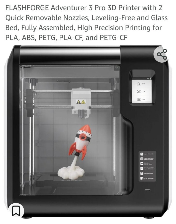 Flashforge Adventurer 3 3D Printer with Removable Nozzle - Black