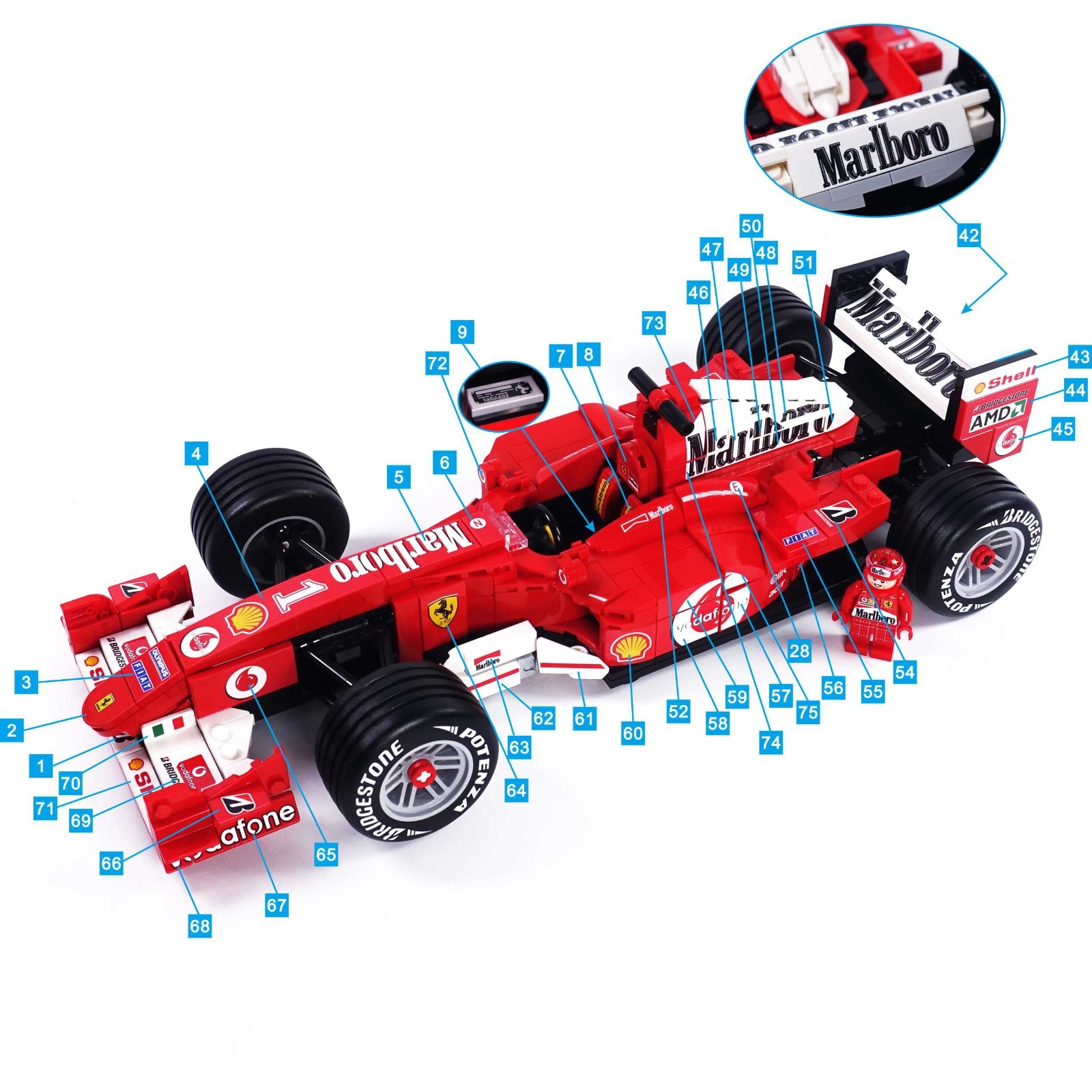 Custom sticker for set 11375 F2004, Precut sticker only.