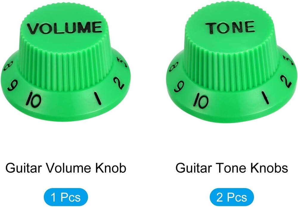 MECCANIXITY Speed Control Knobs 6mm ID 1 Volume 2 Tone Top Hat Guitar Green