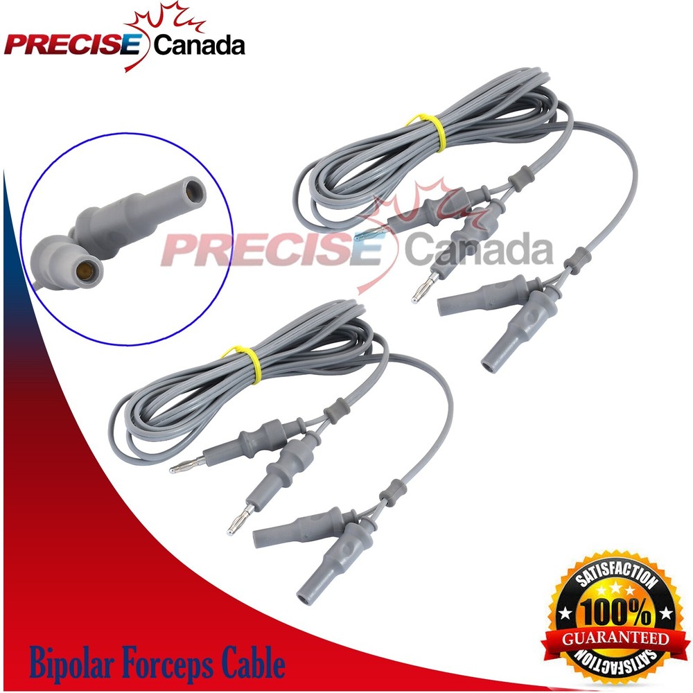 2 Reusable Bipolar Forceps Cable Autoclavable Silicon Forceps Cord Gray EL-084
