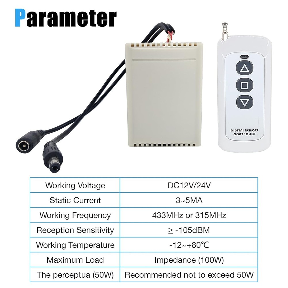 Wireless Remote Control Kit for DC 12V 24V Linear Actuator Motor Controller US
