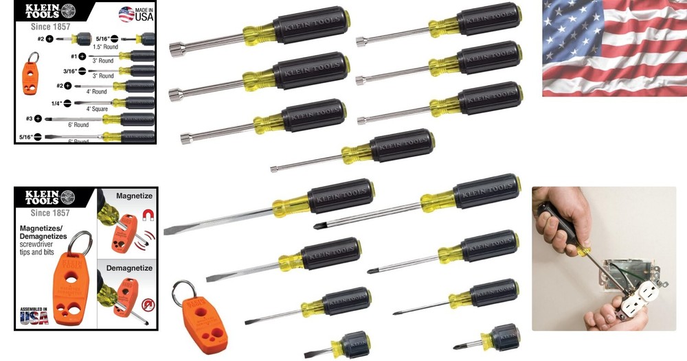 Versatile 16-Piece Screwdriver & Nut Driver Set with Steel Magnetizer Tools