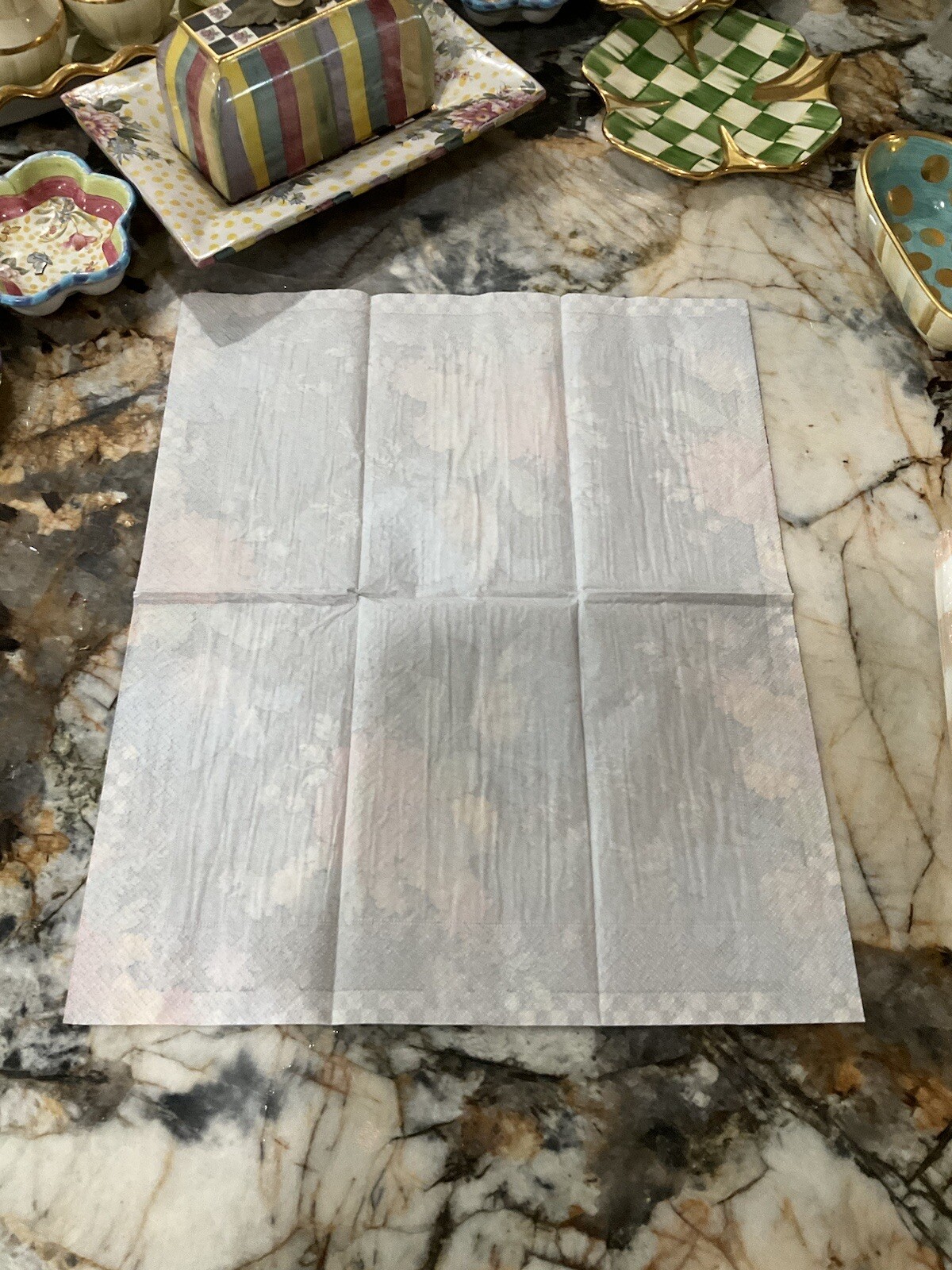 MacKenzie-Childs BLACK FLOWER MARKET Guest 1 Napkin for Decoupage.