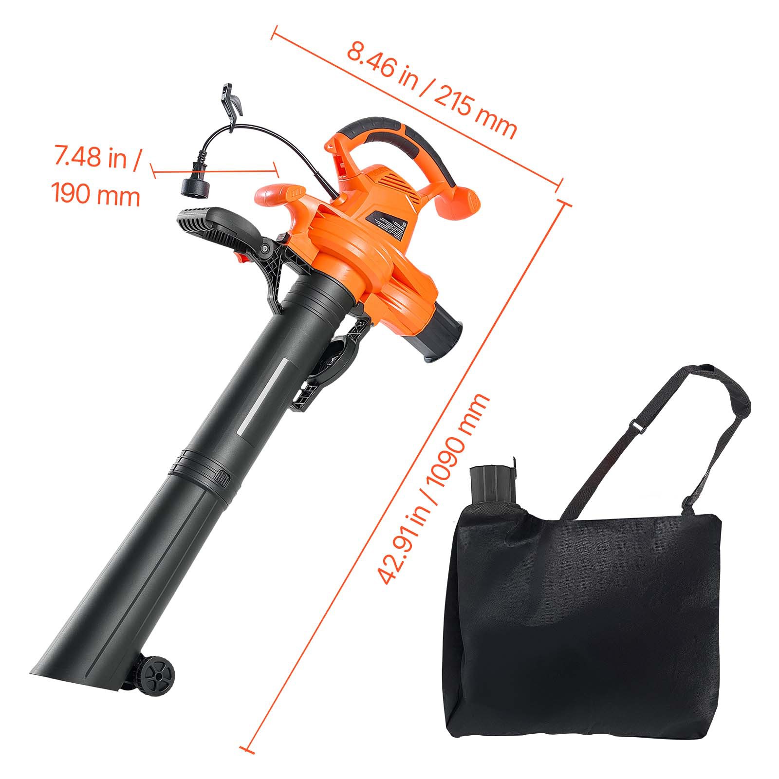 Uimoso Electric Leaf Blower 3-in-1 Vacuum Mulcher 12Amp 250MPH 400CFM