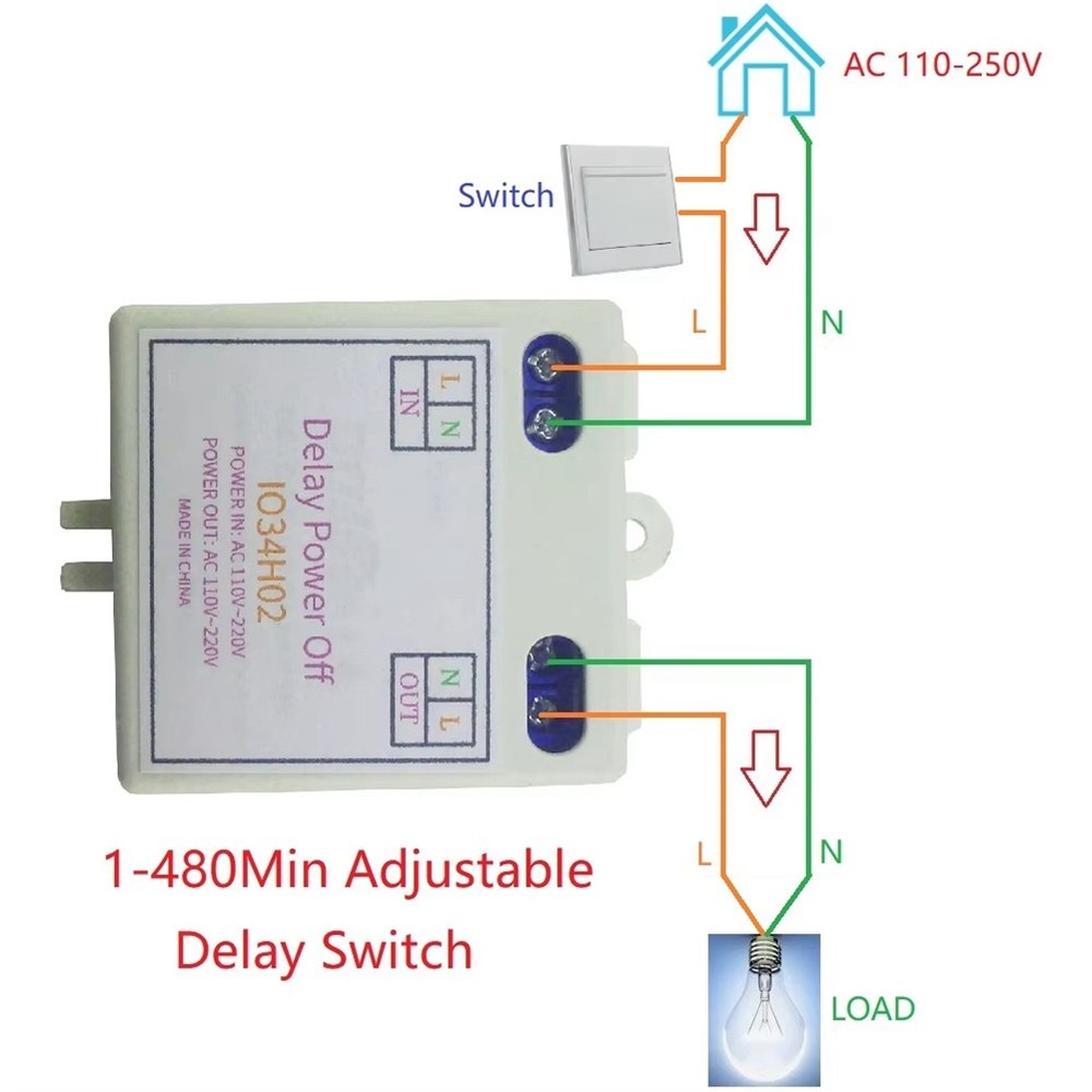 AC 120V 220V Time Delay Relay On Delay Off Switch 1-481437