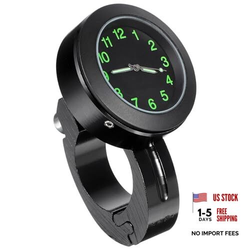 Mini Waterproof 7/8" Motorcycle Handlebar Clock Digital Mount, Black