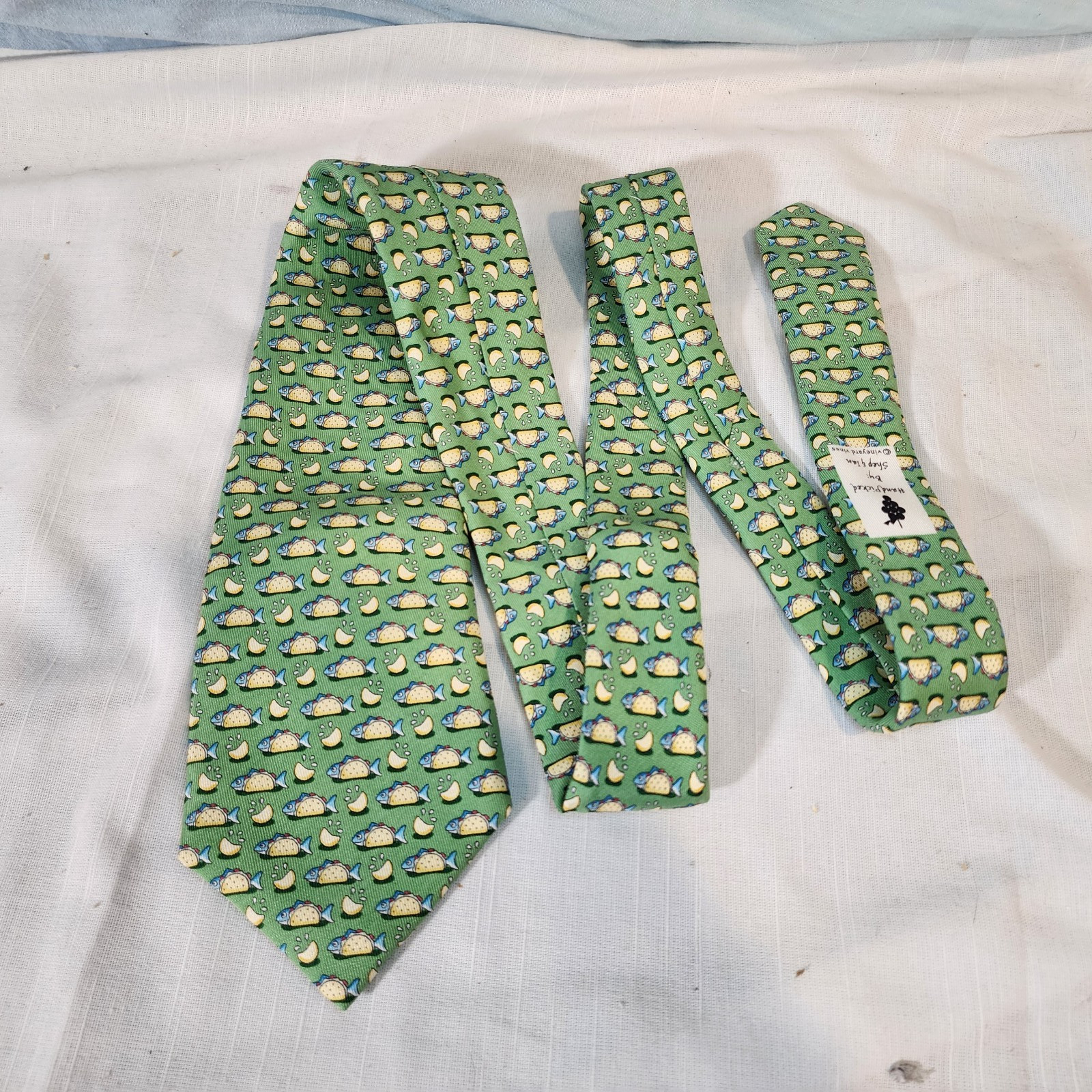 Vineyard Vines, Shep & Ian, Boy's Silk Necktie, Green, Fish Tacos, USA, Nice!