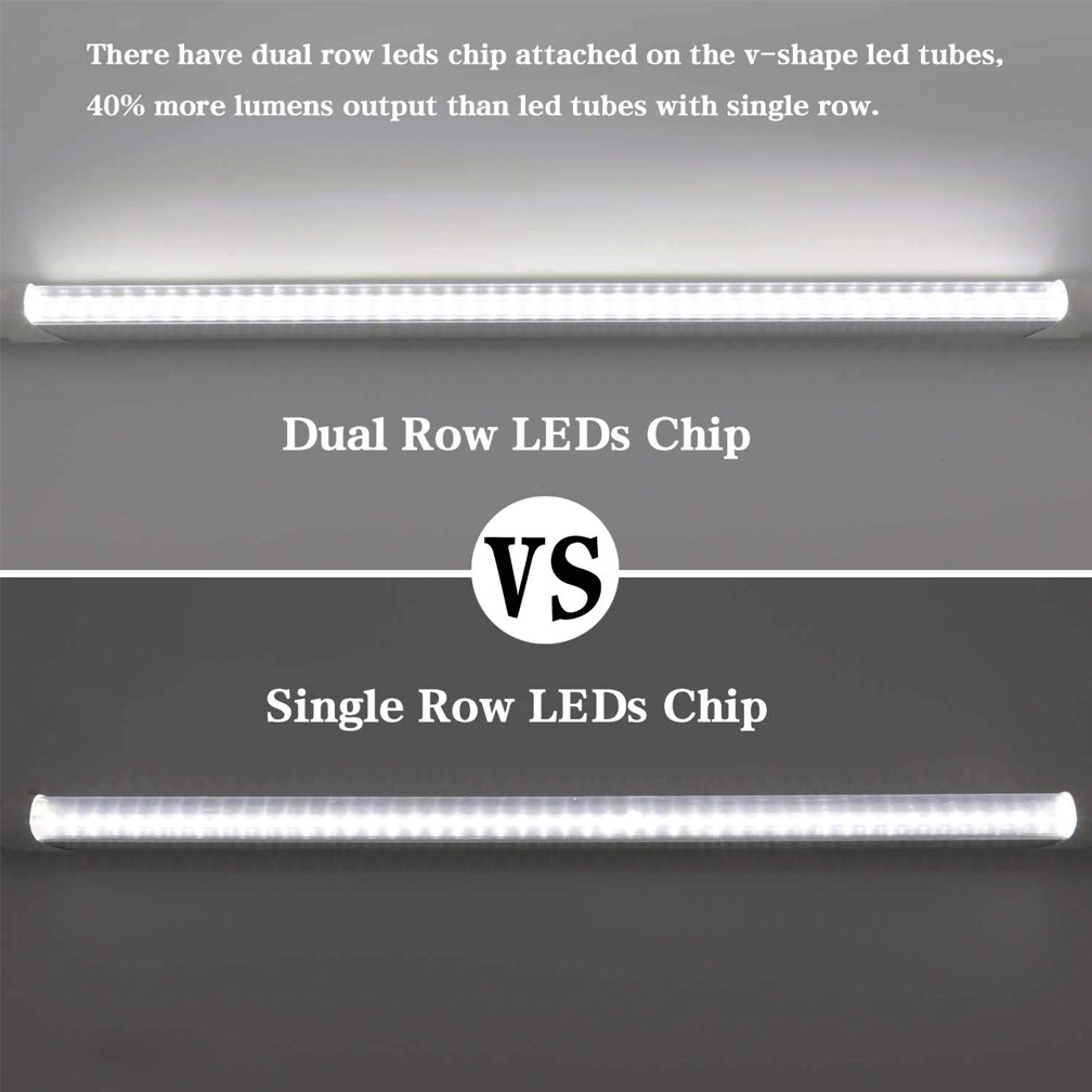 G13 4FT 40W T8 LED Tube Light LED Bulbs V Shape 6000K Daylight 2 Pin CLEAR LENS