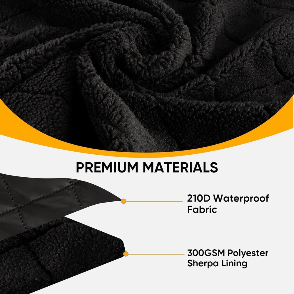 Waterproof Camping Blanket with Sherpa Lining, Large Windproof Outdoor Blanke...
