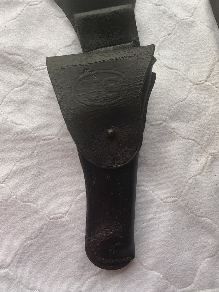 US WW2 1945 Leather Gun Holster & Shoulder Belt Vintage Made By Milwaukee Saddle