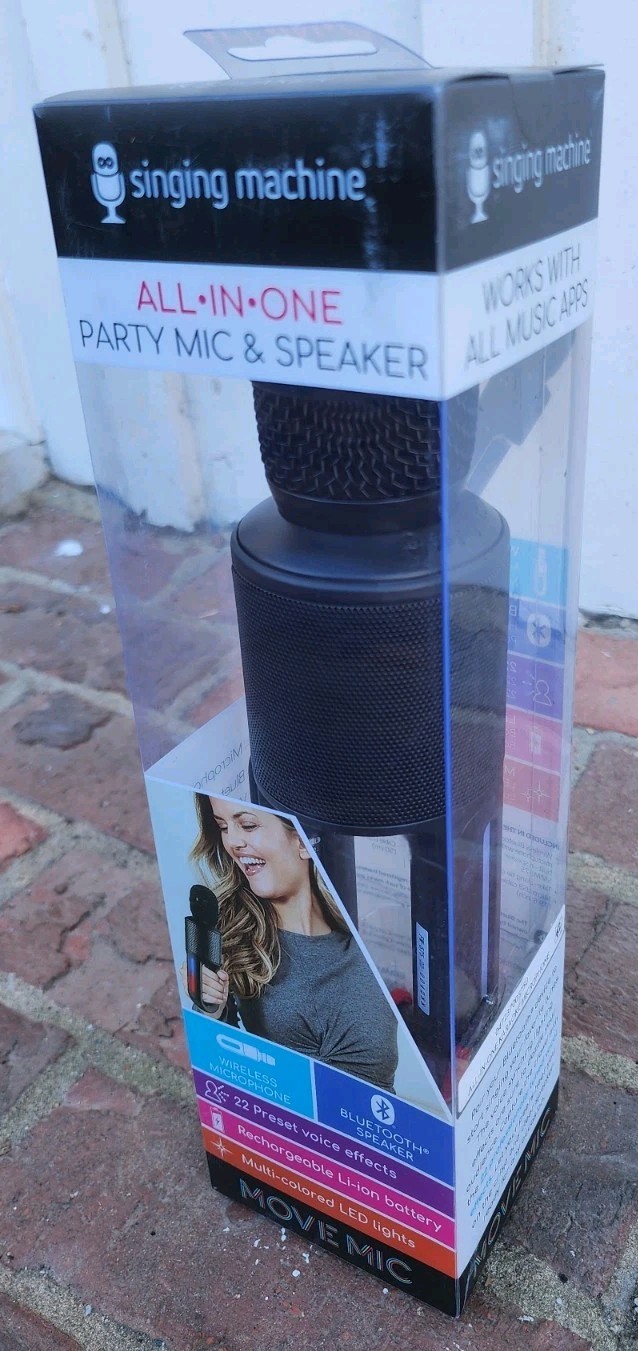 Singing Machine Karaoke Move Microphone with Bluetooth Lights & Speaker, NEW!!