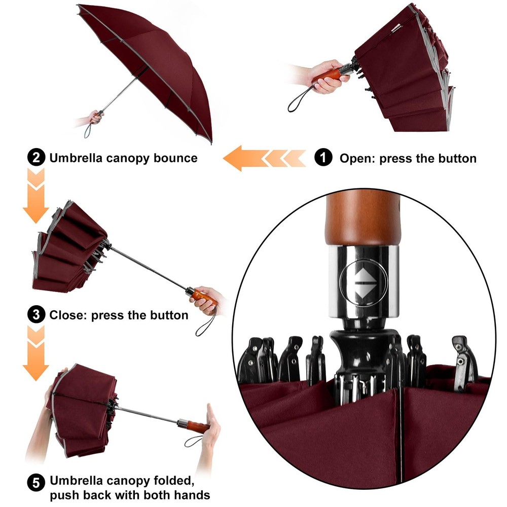 Large Reverse Umbrella -50 Inch Windproof Folding Inverted Umbrella - Upside ...