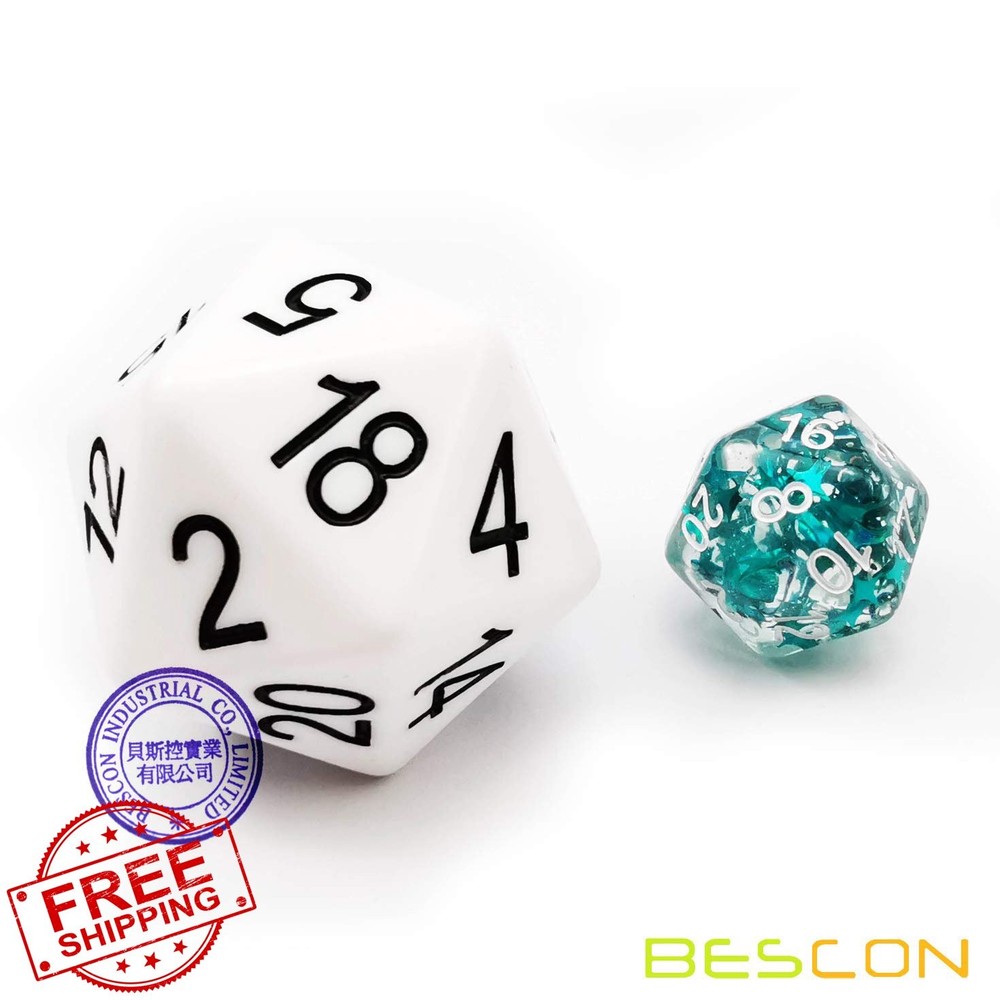 Bescon Jumbo D20 38MM 20 Sided Dice Solid White