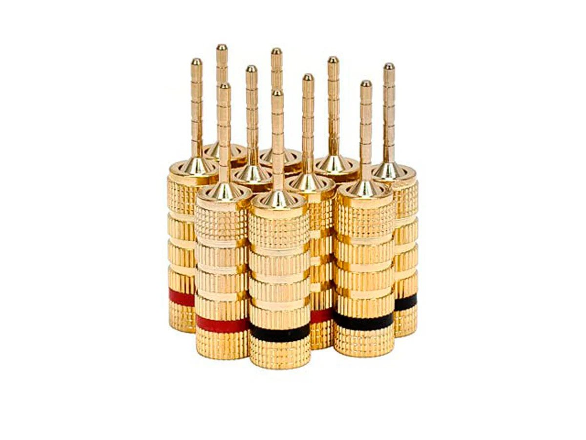 Monoprice 5 PAIRS OF High-Quality Gold Plated Speaker Pin Plugs Pin Screw Type