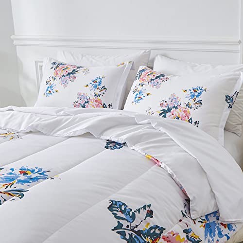 7 Piece Bed in a Bag Comforter Set Botanical Floral Bedding Queen Black Floral