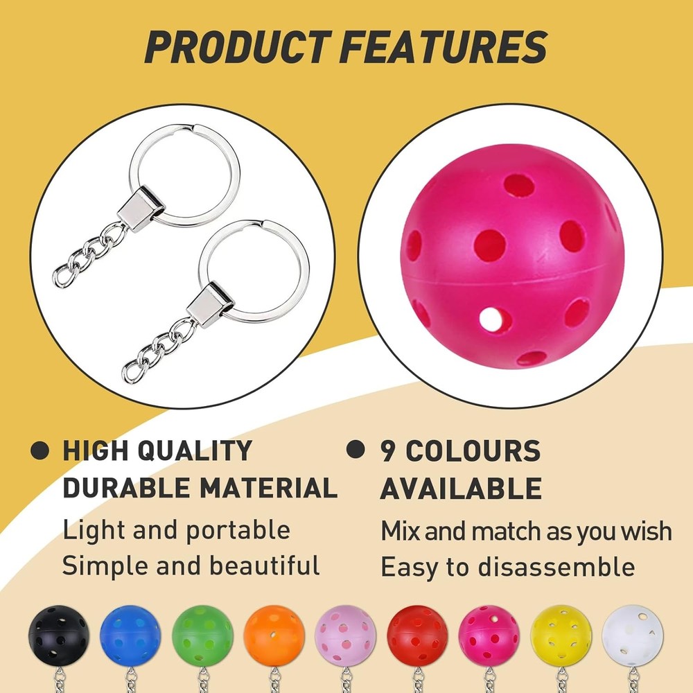 Pickleball Keychains - Mini Ornaments for Lovers 9-pack