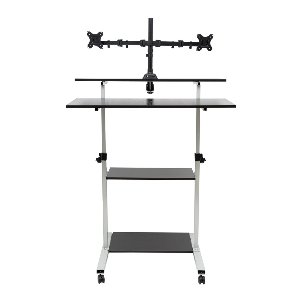 Mobile Standing Desk Adjustable Height Computer Rolling Laptop Cart Work Table