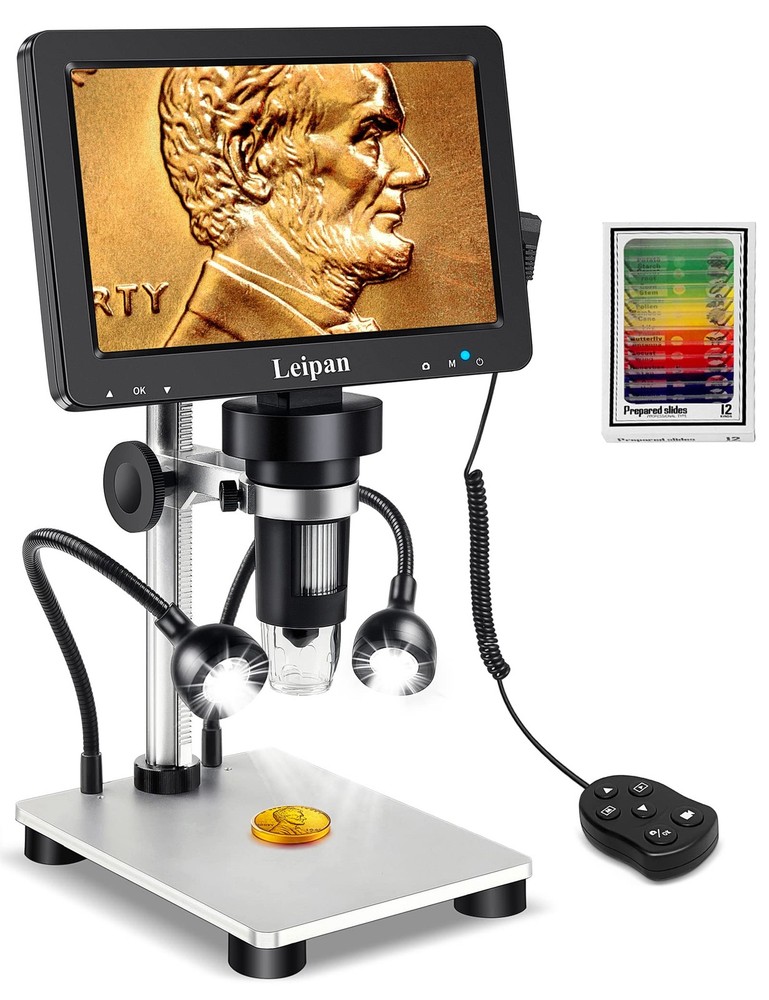 7" LCD Digital Microscope 1200X,Leipan 12MP Coin Microscope with Screen for A...