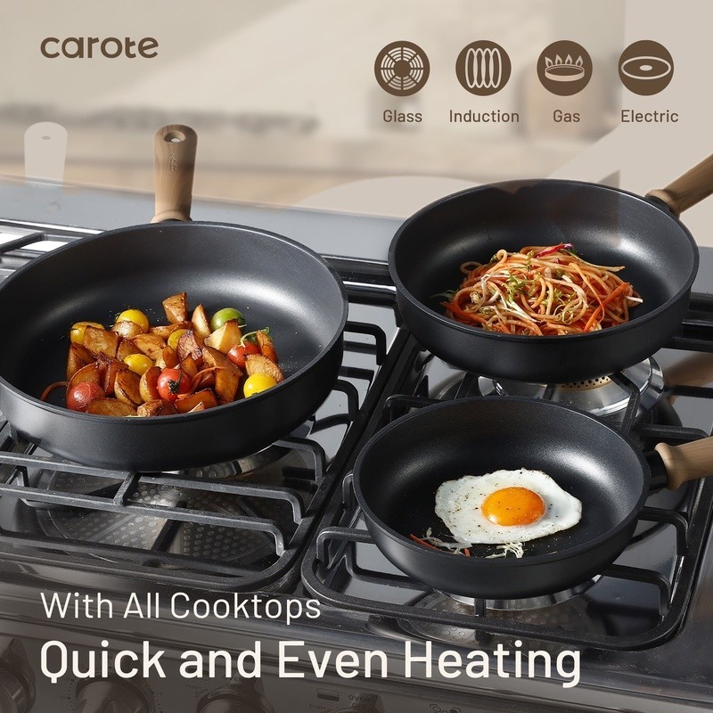 Nonstick Titanium Cookware Induction Compatible Easy Clean Durable Handle New