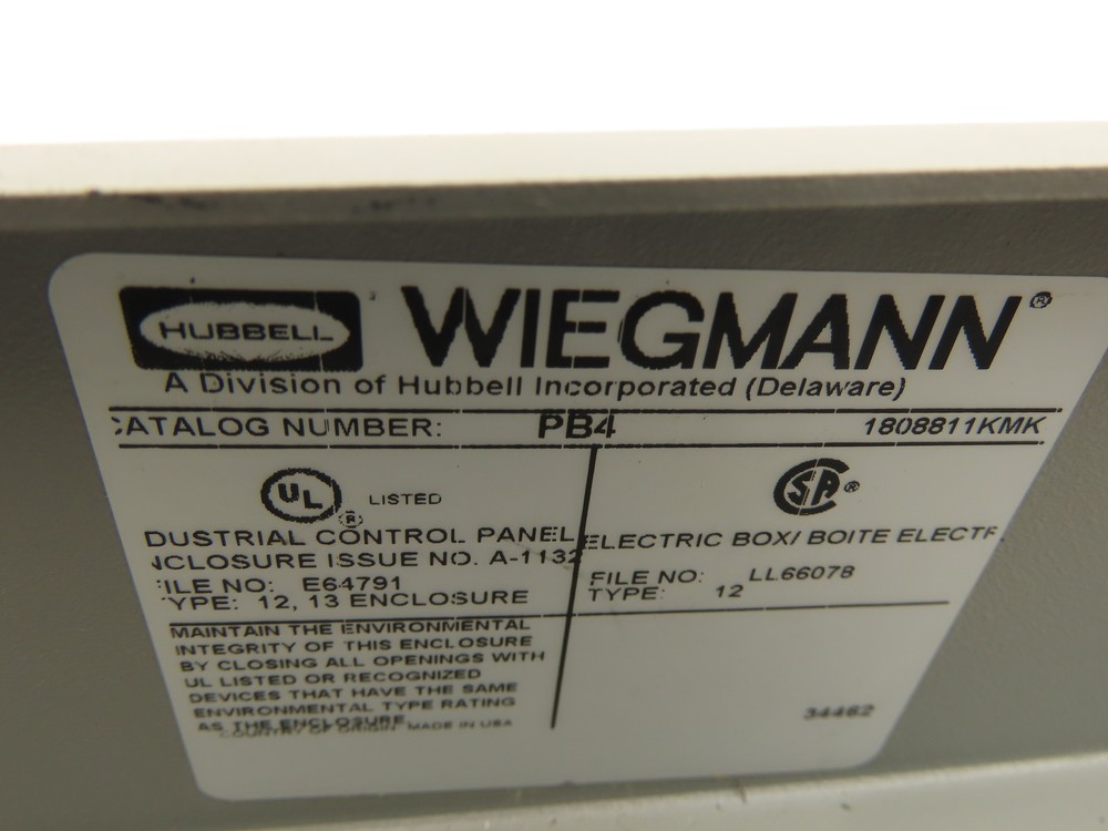 Wiegmann PB-4 Pushbutton Enclosure Luminated Green Momentary Button Selector