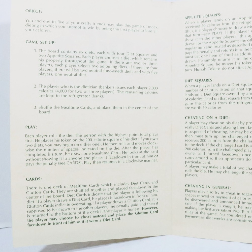 1972 Game Diet The Cheating Mans Game
