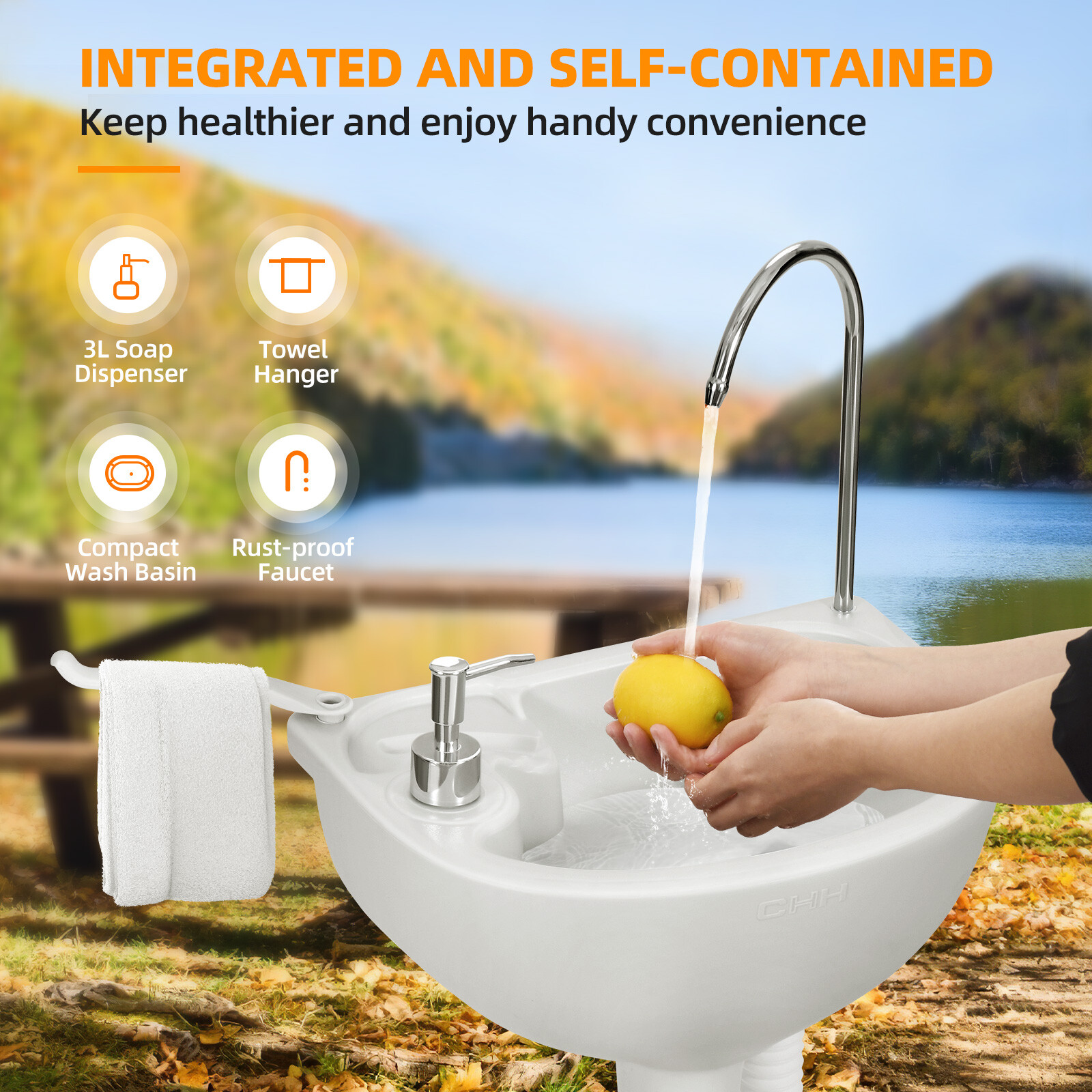 Portable Wash Sink Camping Garden Washing Station Hand W/17 L Wash Basin Stand