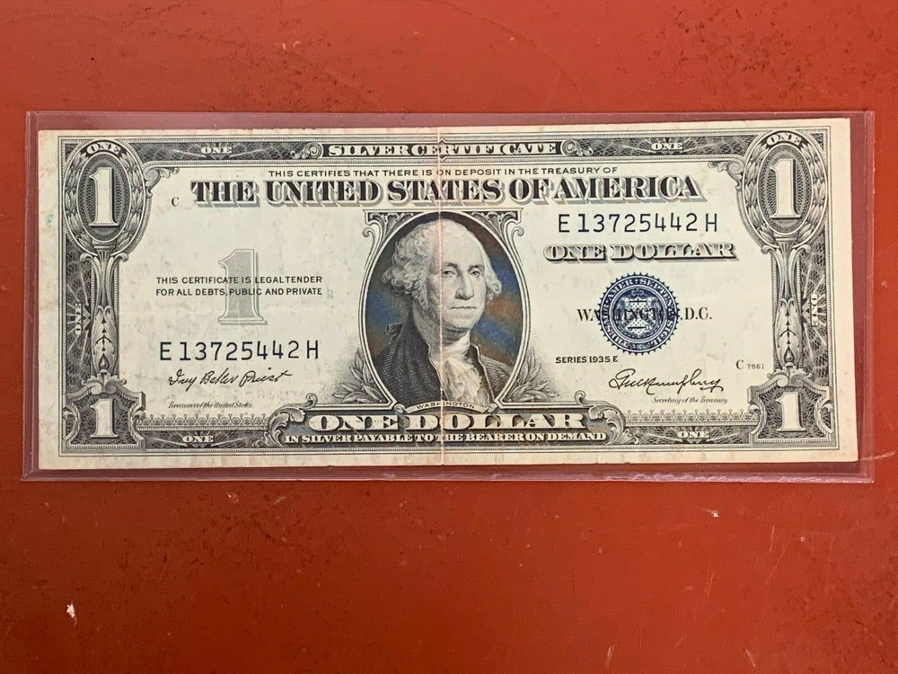 1935-E $1 ONE DOLLAR SILVER CERTIFICATE “MISALIGNMENT PRINTING ERROR” 