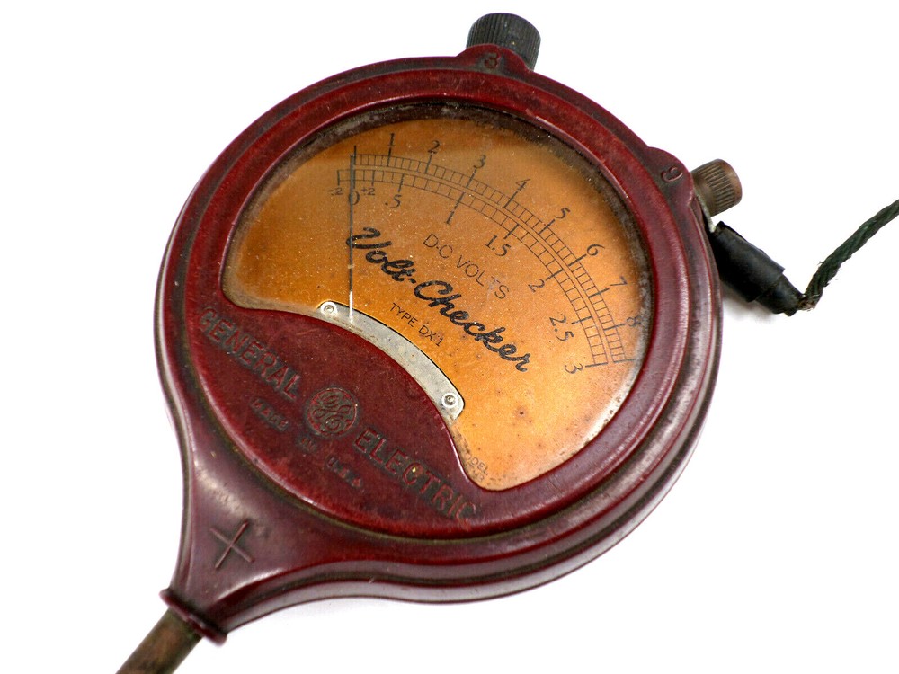 GE Volt Checker Type DX-1 (9V RANGE NOT WORKING) RARE Voltmeter Dk Red Bakelite