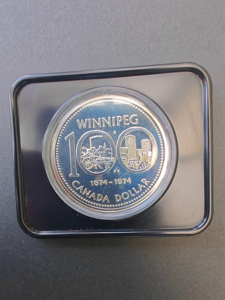 CANADA 1975 CALGARY SILVER PROOF SPECIMEN DOLLAR $1 - box