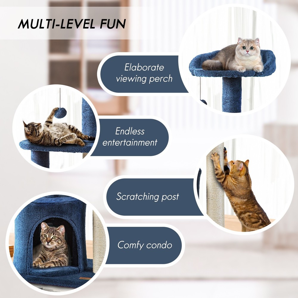Small Cat Tree Tower for Kittens Multi-Level Condo Scratching Post ClevaHome