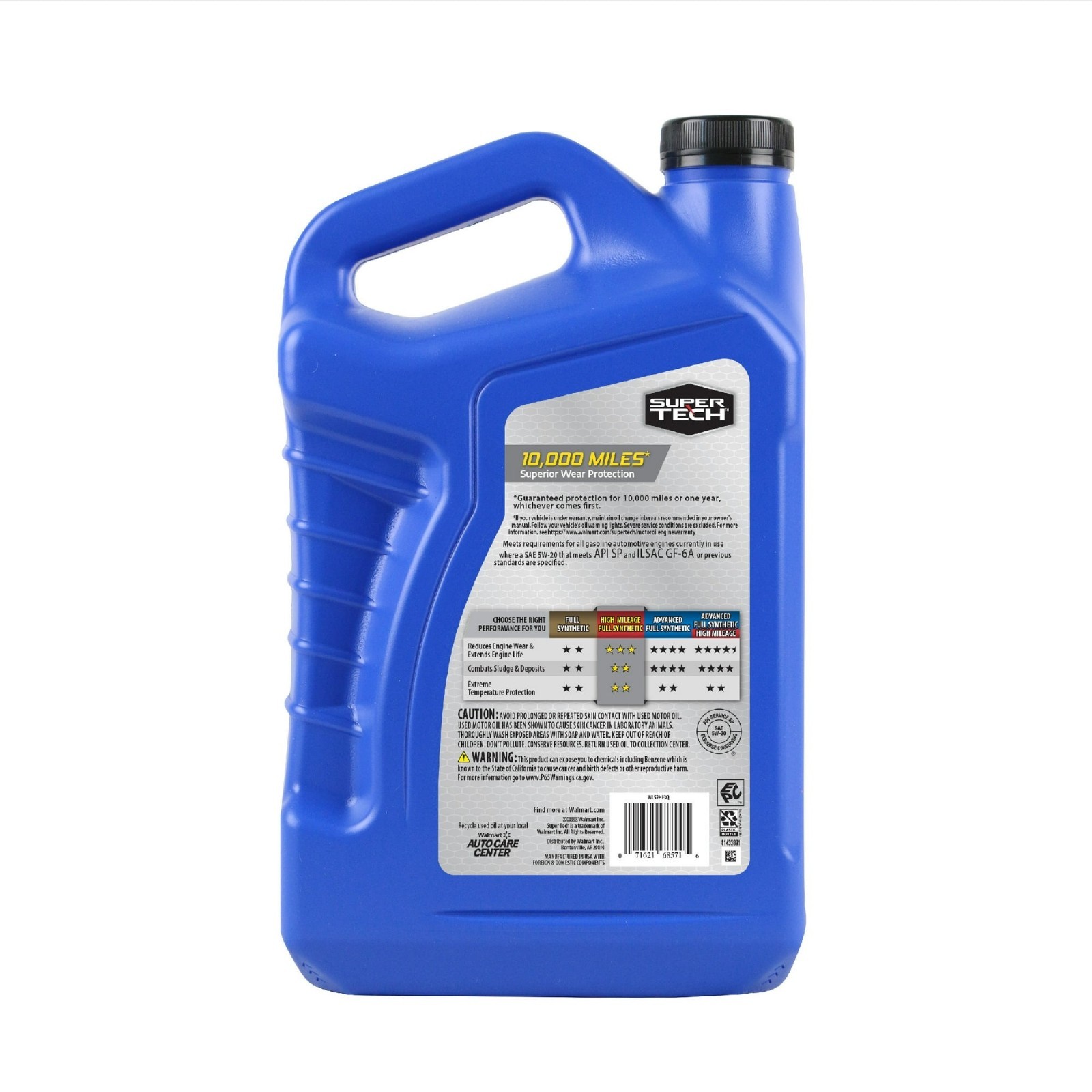 Super Tech High Mileage Full Synthetic SAE 5W-20 Motor Oil, 5 Quarts