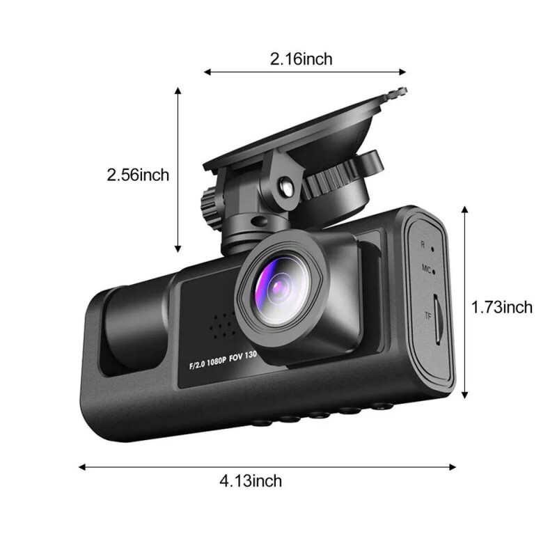 Dash Cam HD 1080p Car Dual Lens Front/Rear/Inside Video Recorder Camera G-sensor