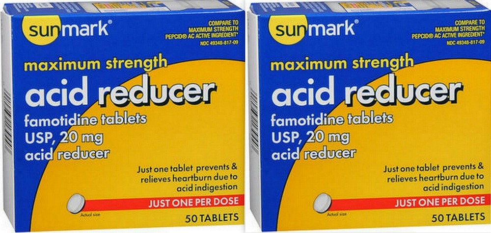 Sunmark ACID REDUCER Tablets MAXIMUM STRENGTH 50ct ( 2 boxes ) ~