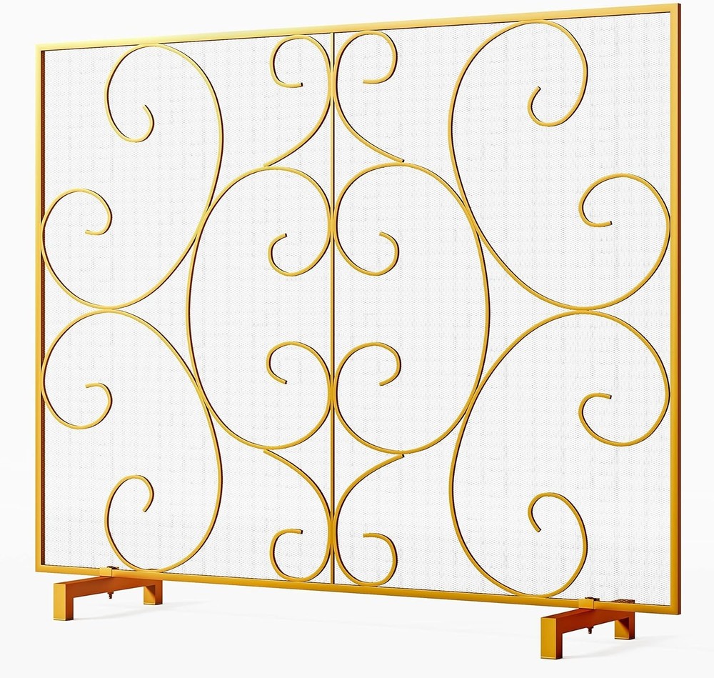 Single Panel Decorative Fireplace Screen Stand Alone Cover Handcrafted Durable