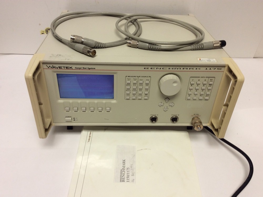 Wavetek Sweep Test System Benchmark 1175 RF Scalar Analyzer Manual & 2 Cables