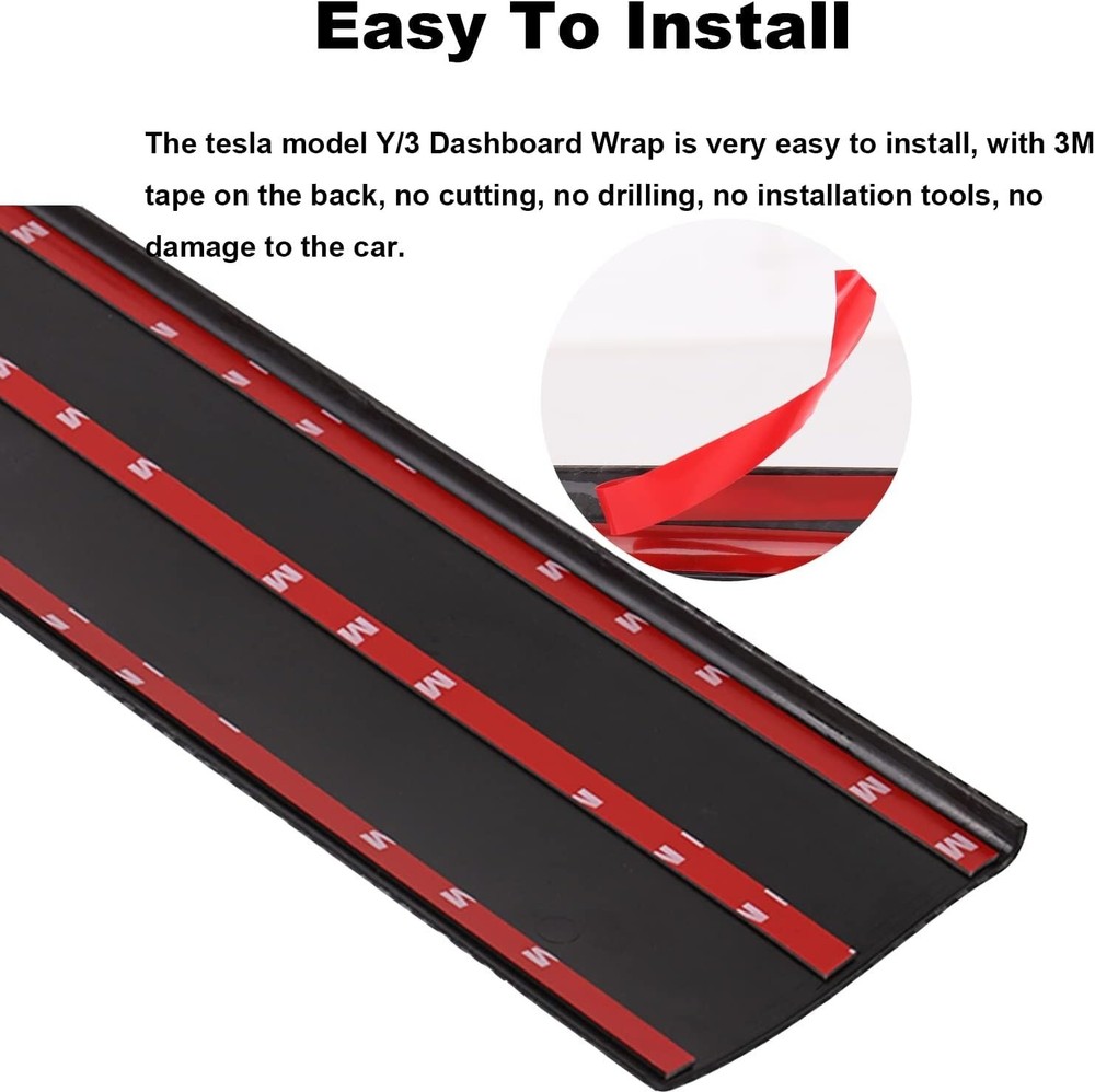 Dashboard Matte Carbon Fiber Panel Cover 2017-2023 Tesla Model 3/Y EASY INSTALL