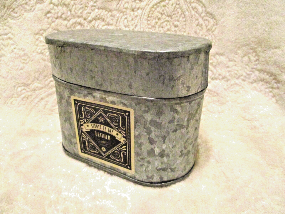 Galvanized Empty Oblong Shape Candle Container~NO CANDLE~EMPTY