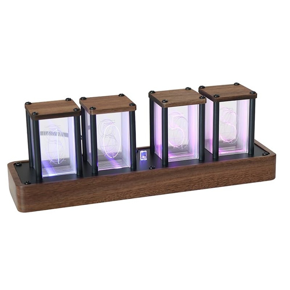 Nixie Tube Clock Walnut Digital Clock, Support Wi-Fi Time SYNC, Alarm & Timer...