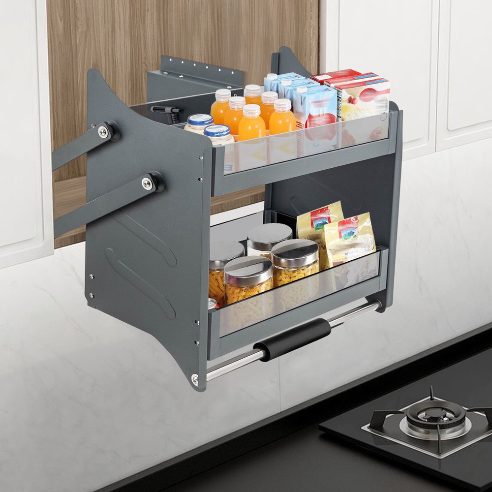 Pull Down Shelf Upper Kitchen Wall Cabinet Storage Organizer (24inch Cabinet)
