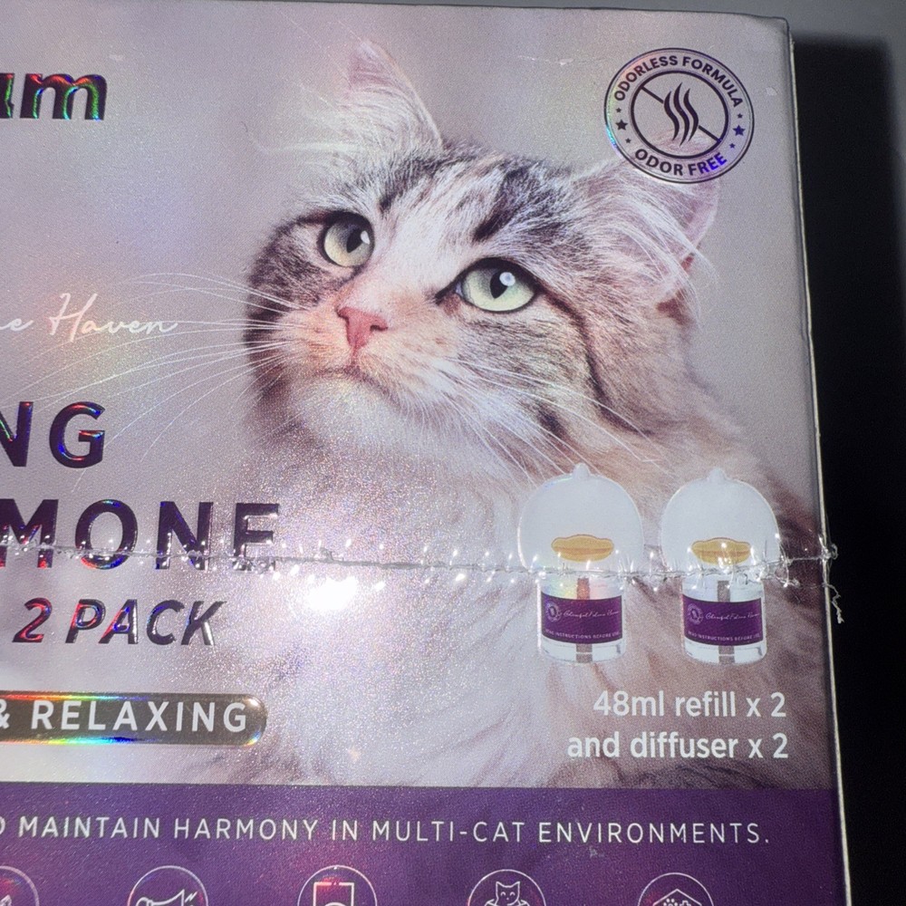 Cat Calming Pheromone Diffuser Starter Kit: 2Pack - 2 Diffusers & 2 Refills