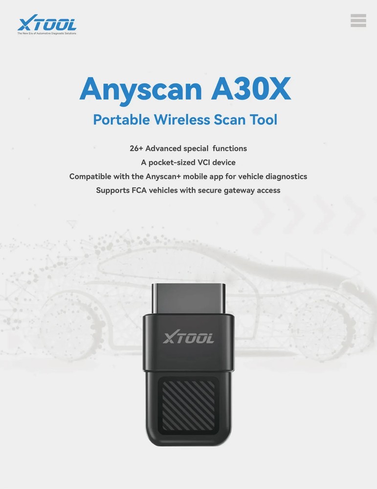 XTOOL Anyscan A30X Wireless Diagnostic OBD2 Scanner All System Scan Reader Tool