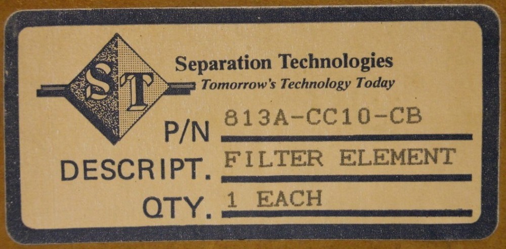 SEPARATION INDUSTRIES FILTER ELEMENT 813A-CC10-CB, 6" DIAM, 4" HEIGHT