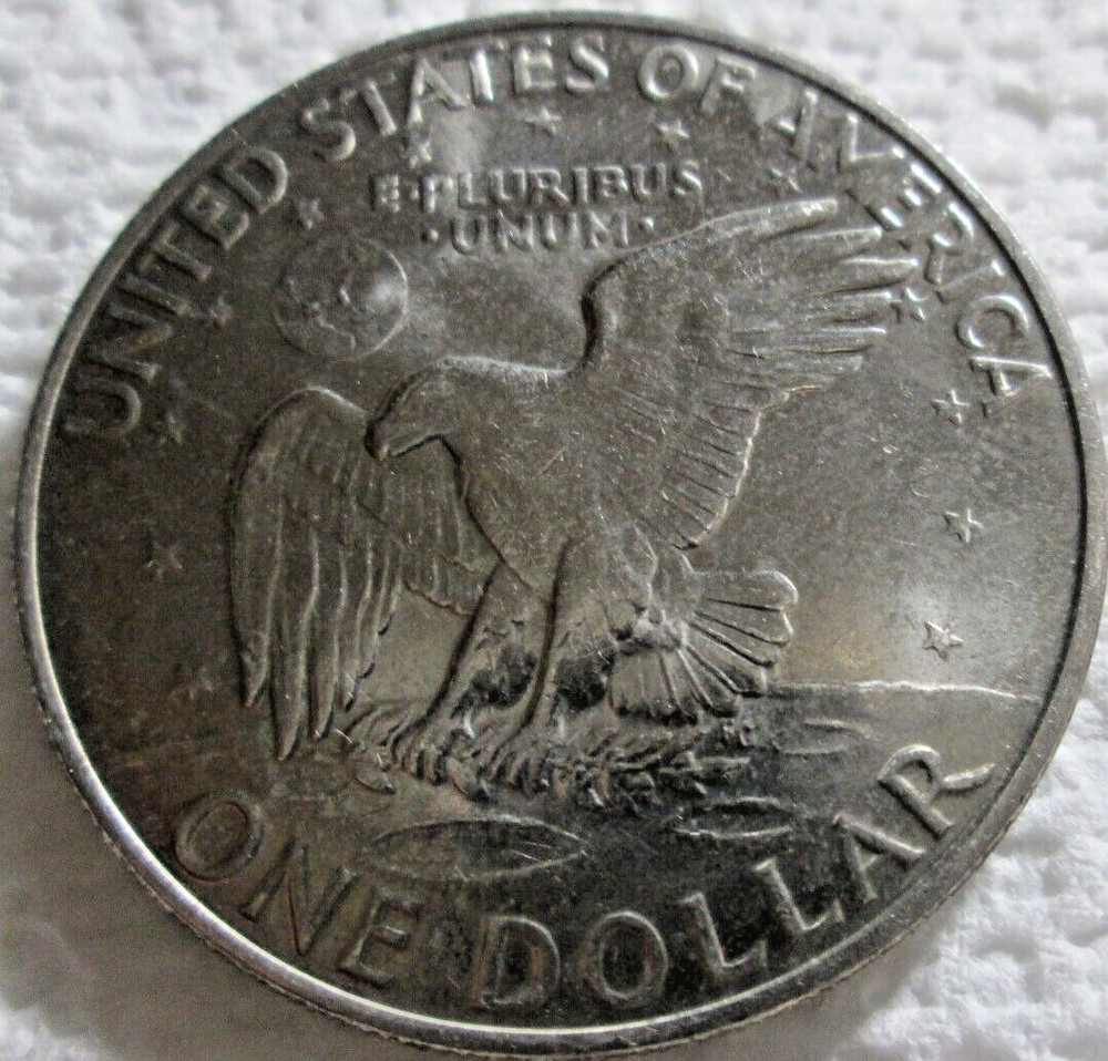 1972-D CLAD EISENHOWER DOLLAR, AU/MS CONDITION, GOOD MINT LUSTER, CIRCULATED