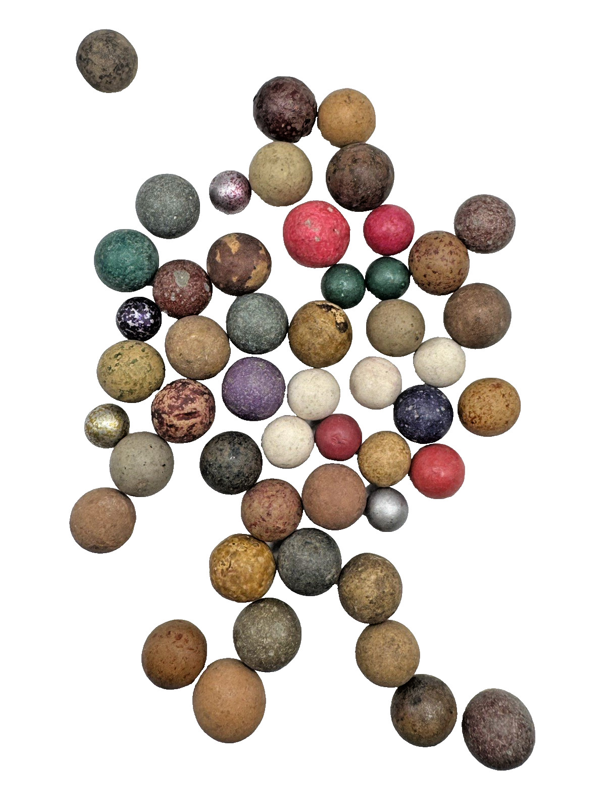 Antique Civil War Era Clay Marbles in Decorative Jar