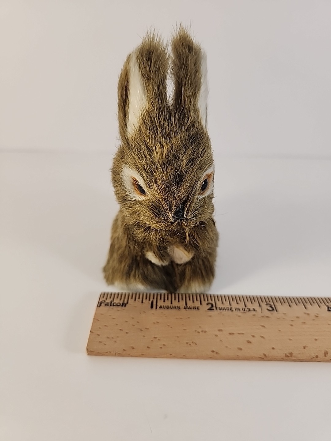 Vintage Realistic Rabbit Bunny Figure Easter Spring Faux Fur 4" Brown