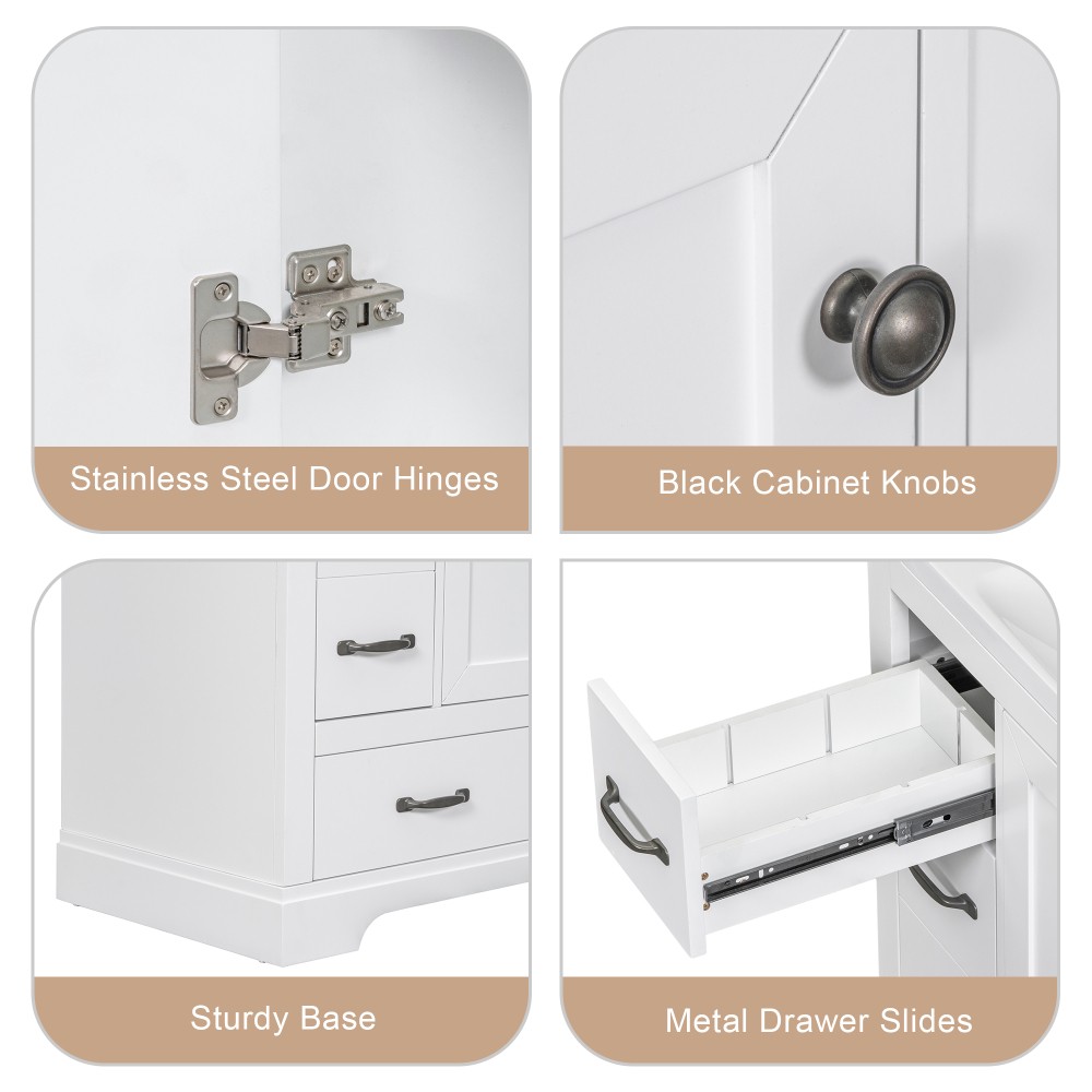 Bathroom Vanity Base Cabinet Six-Drawer Design Features Adjustable Shelves